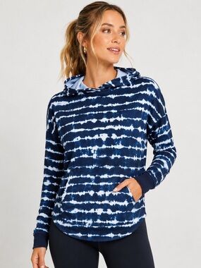 NEW Athleta Balance‎ Printed Tie Dye Hoodie, Tahiti Navy, Size XS NWOT